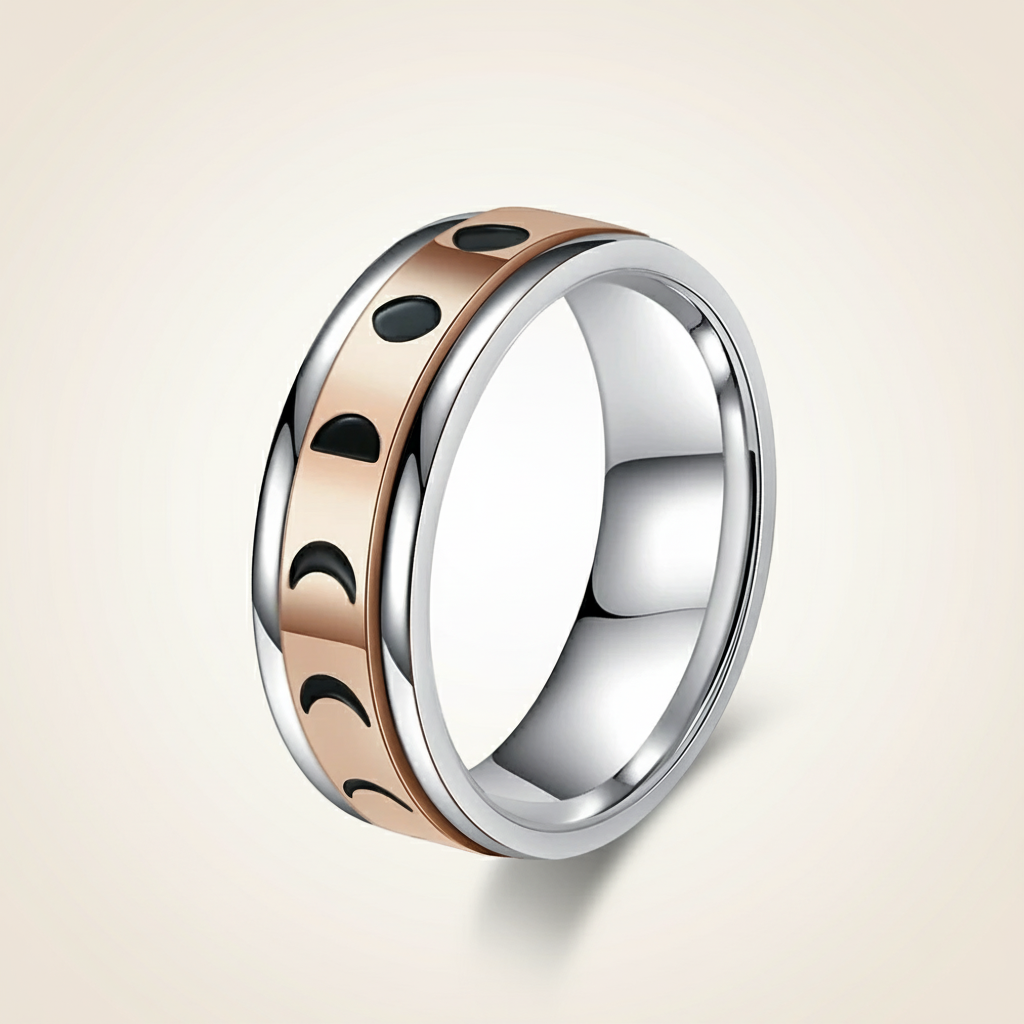 Moon Spinner Ring Assorted Colors - rose gold
