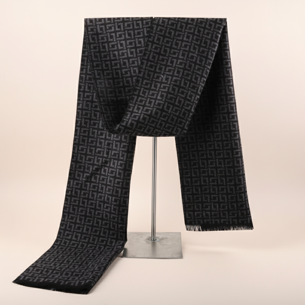 Basket Weave Scarf - Black Fringe Scarf SRZQ356P