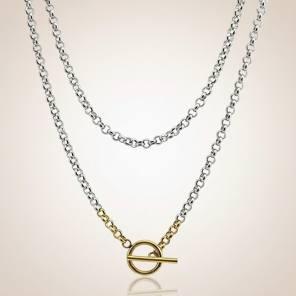 T-Clasp Necklace Assorted - two tone