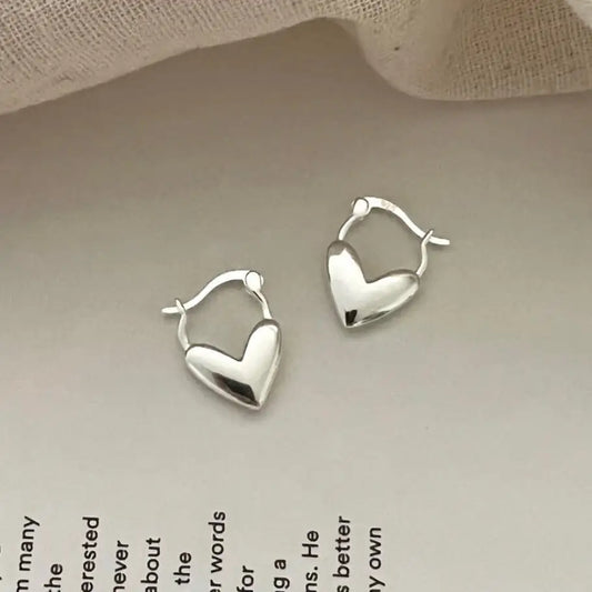 Silver Heart Huggy Earrings