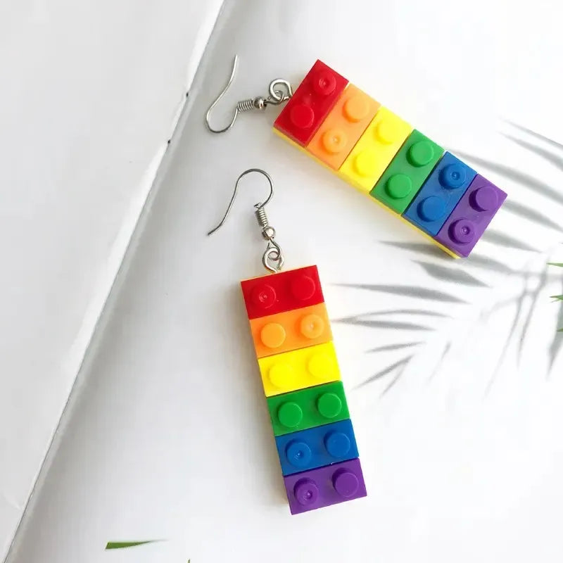 Rainbow Bricks Earrings