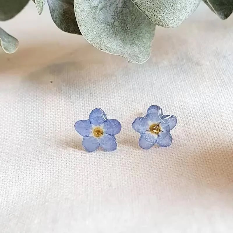 Blue Flower Stud Earrings