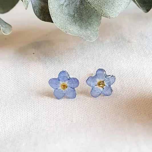 Blue Flower Stud Earrings