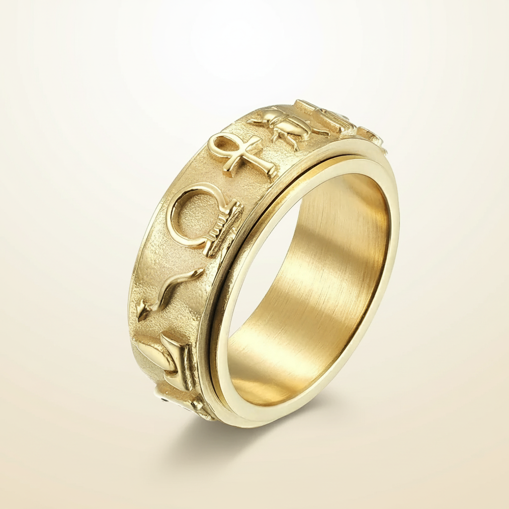 Hieroglyph Spinner Ring Assorted - Gold