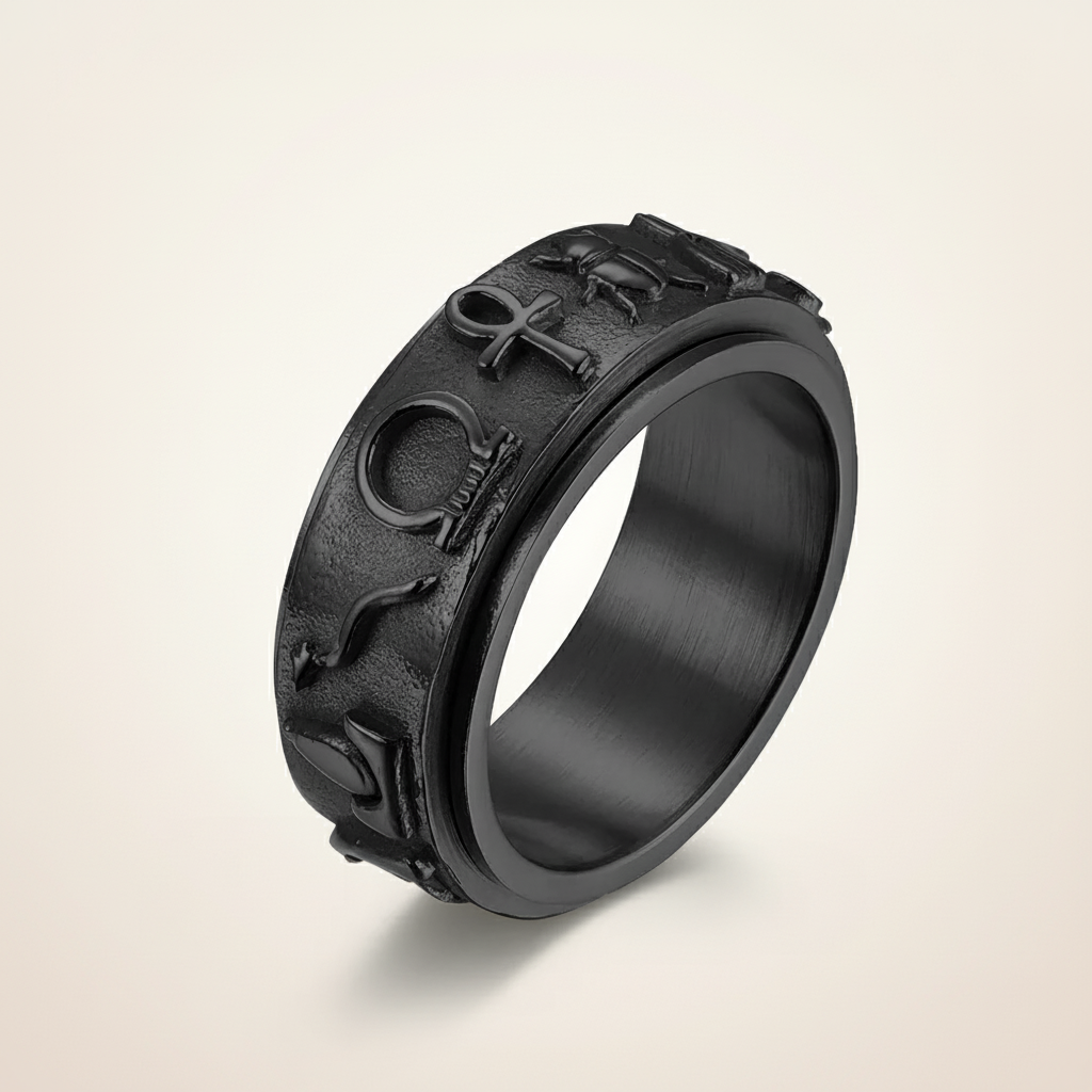 Hieroglyph Spinner Ring Assorted - Black