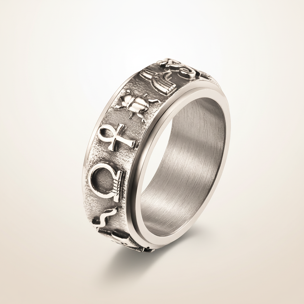 Hieroglyph Spinner Ring Assorted - Silver
