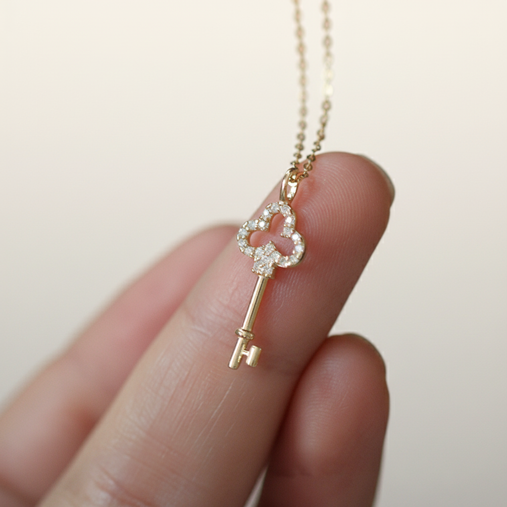 Vermeil Key Pendant Necklace - Gold plated