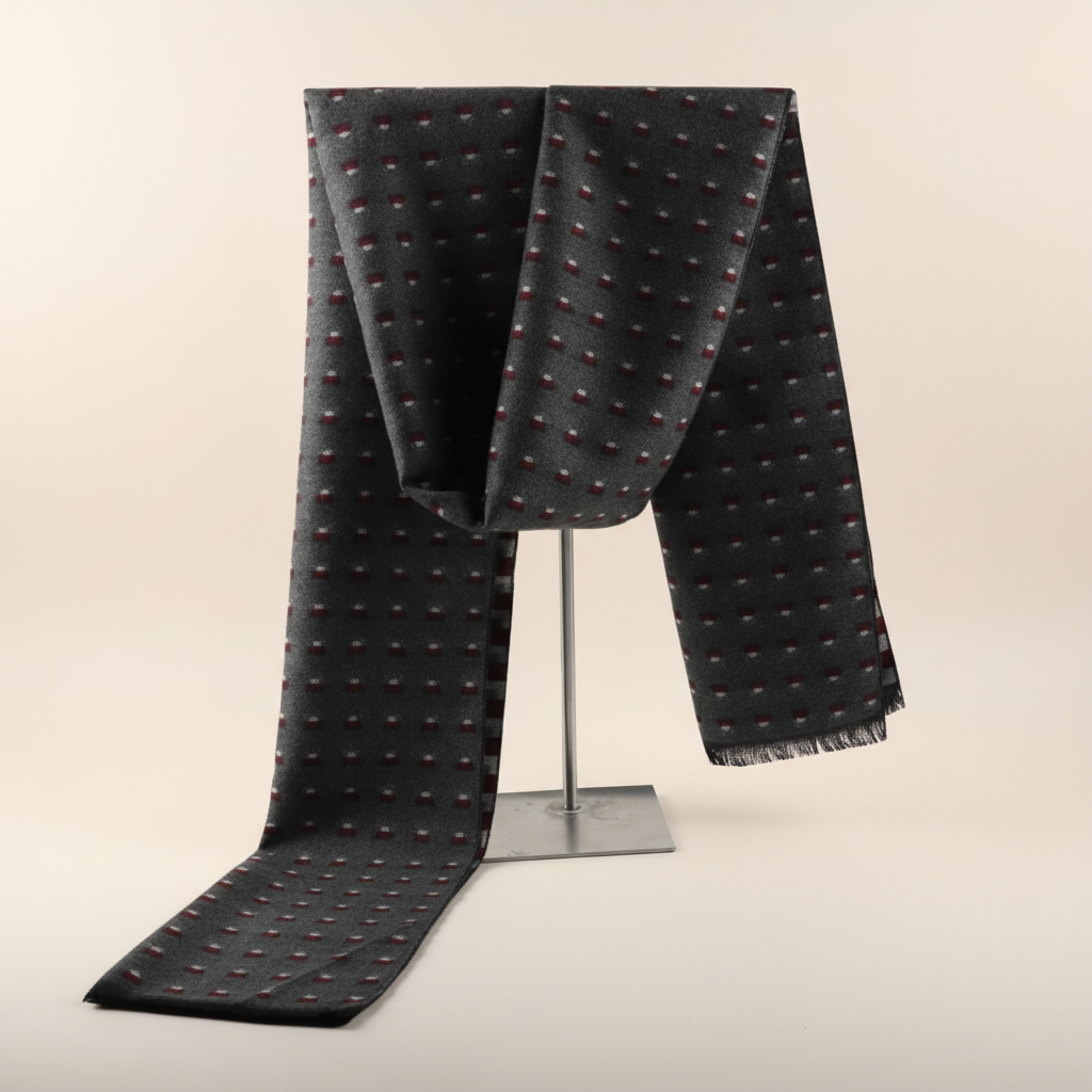 Basket Weave Scarf - Grey Cashmere Scarf SRZQ348P