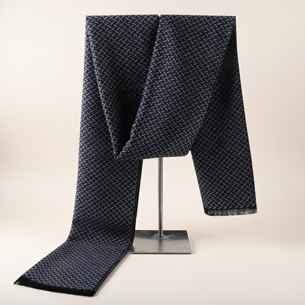 Basket Weave Scarf - Navy Custom Tassel Scarf SRZQ350P