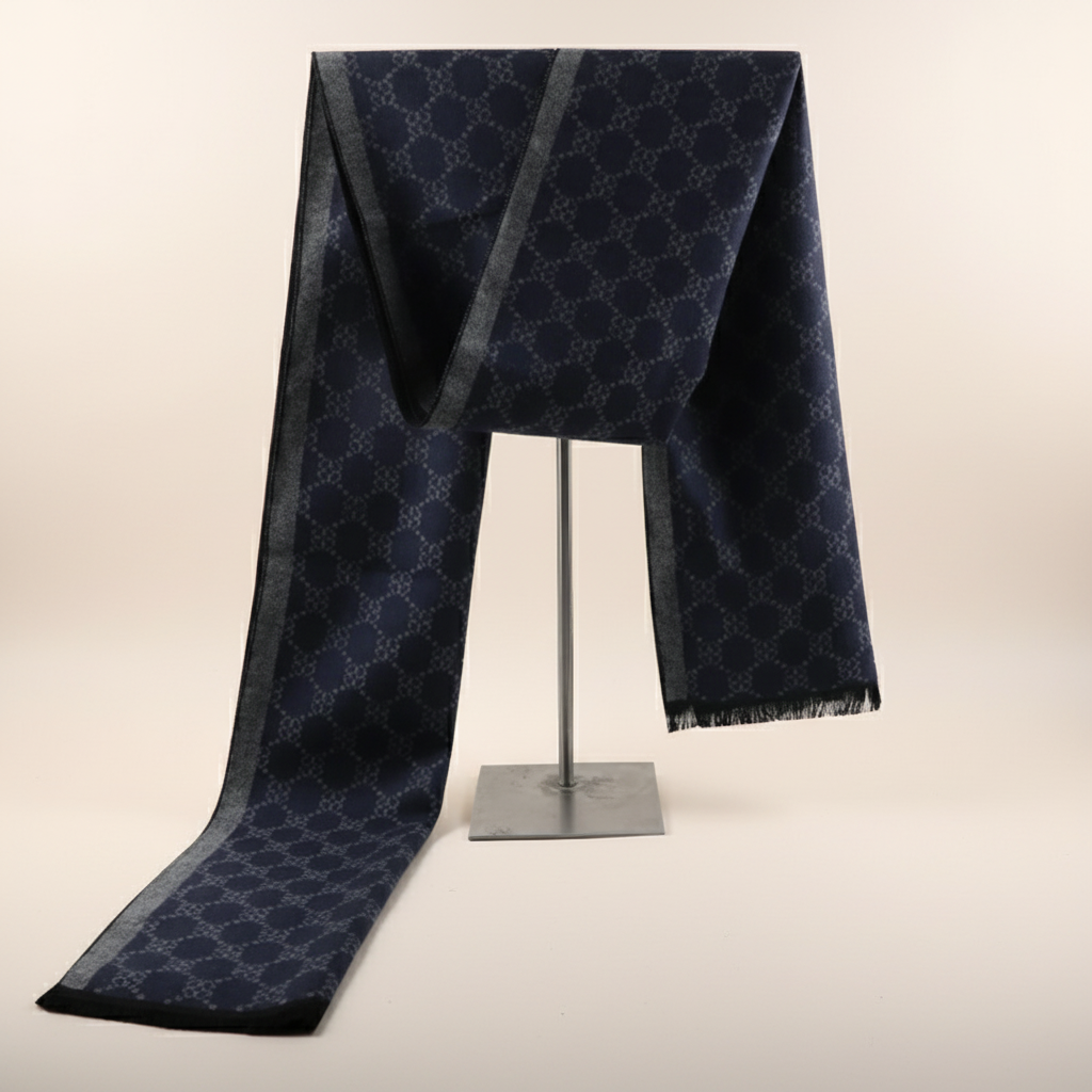 Basket Weave Scarf - Navy Strip Scarf SRZQ353P