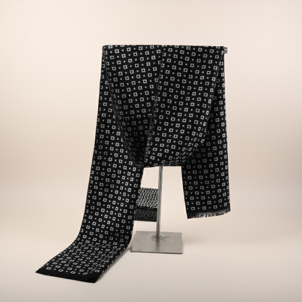 Basket Weave Scarf - Black Luxury Scarf SRZQ351P