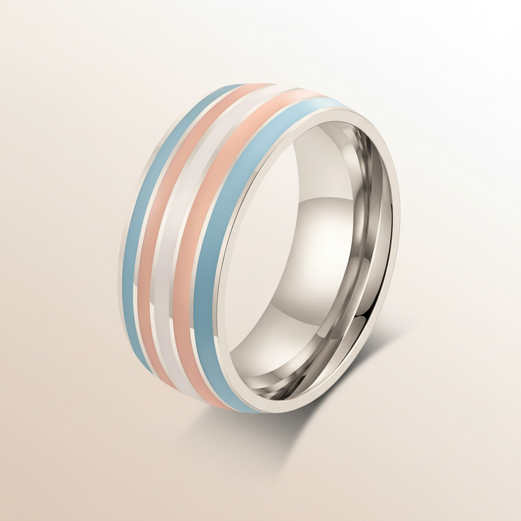 Pride Rings - Transgender Assorted Sizes - Silver 035