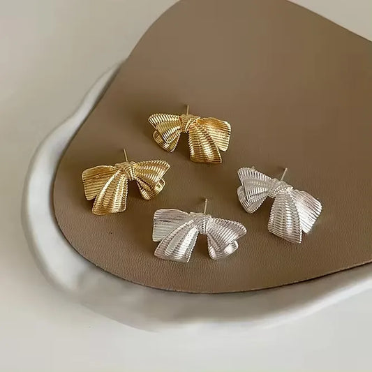 Brushed Metal Bow Earrings