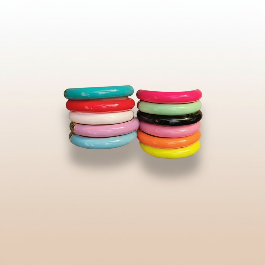 Assorted Enamel Rings - Red