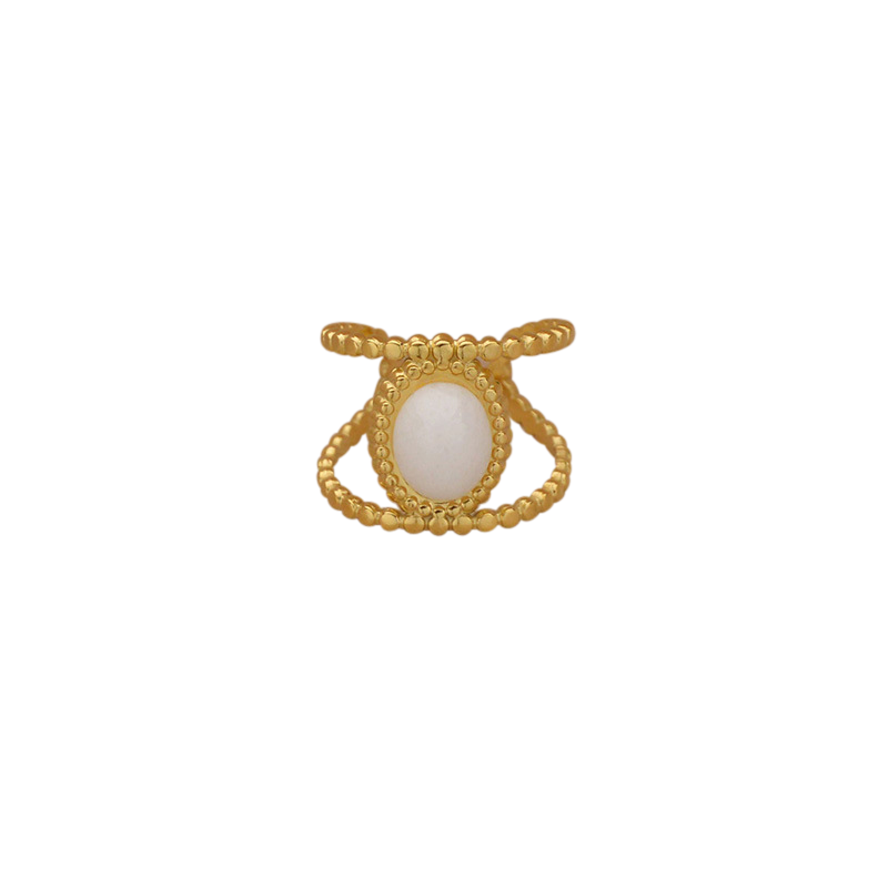 ring white oval stone open