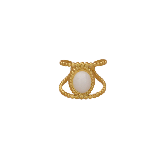 ring white oval stone open