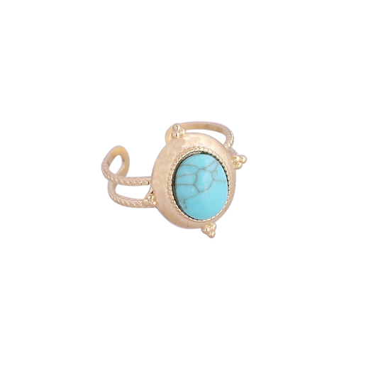 oval turquoise outline band ring open