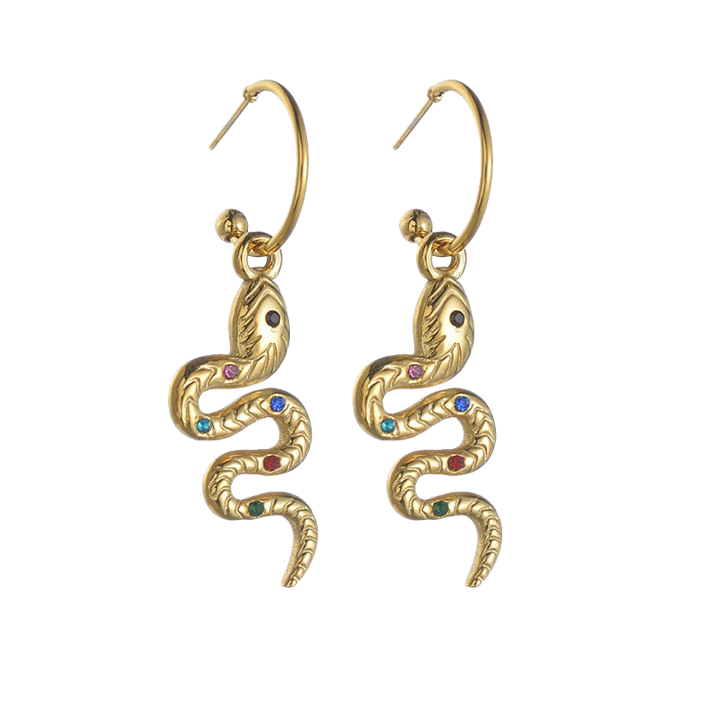 serpent hoop drop earrings