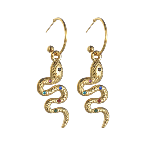 serpent hoop drop earrings