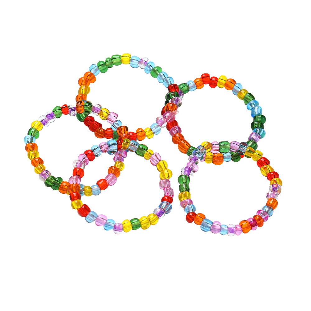 Single strand multi-color bead stretch bead ring