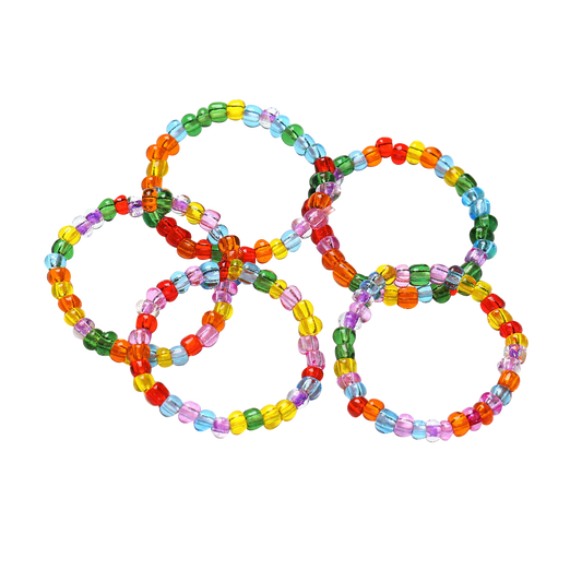 Single strand multi-color bead stretch bead ring