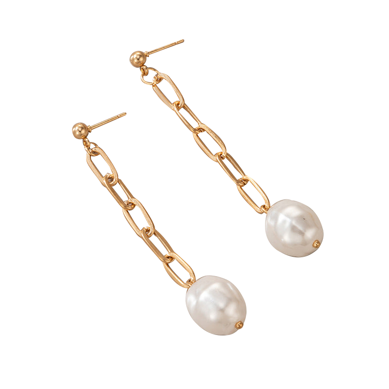 pearl chain drop earrings