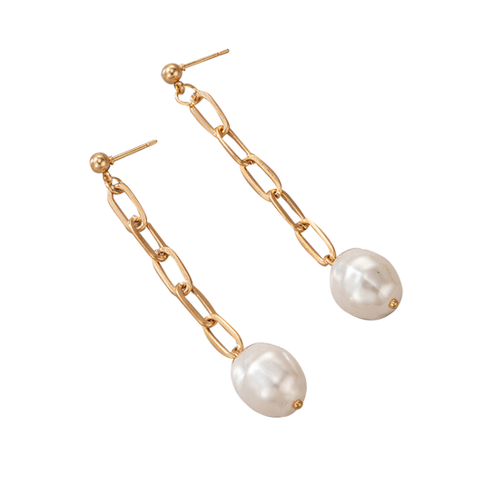 pearl chain drop earrings