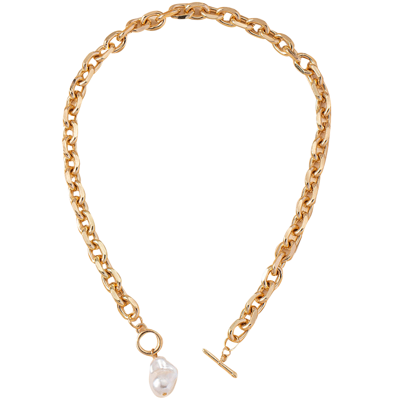 thick chain pearl necklace