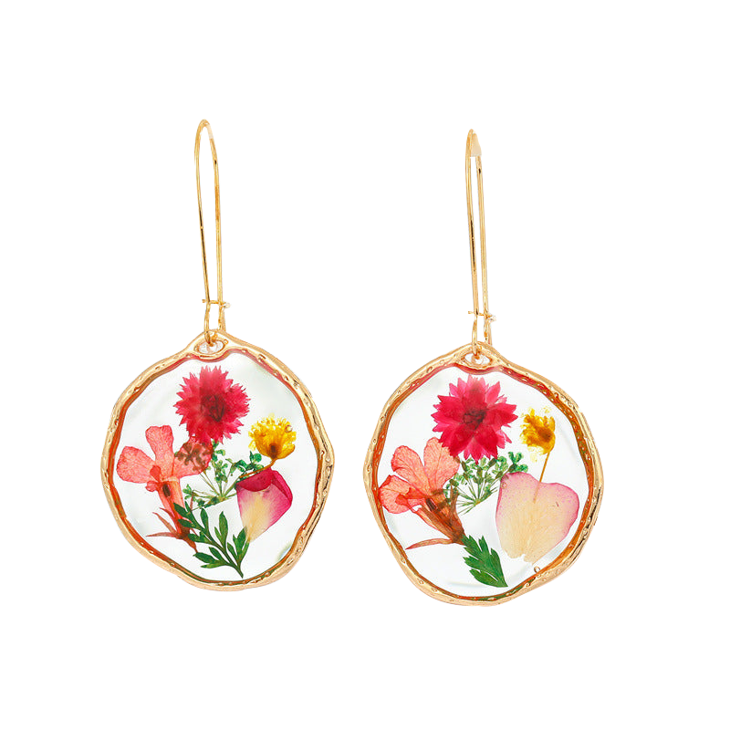 flower circle resin earrings assorted