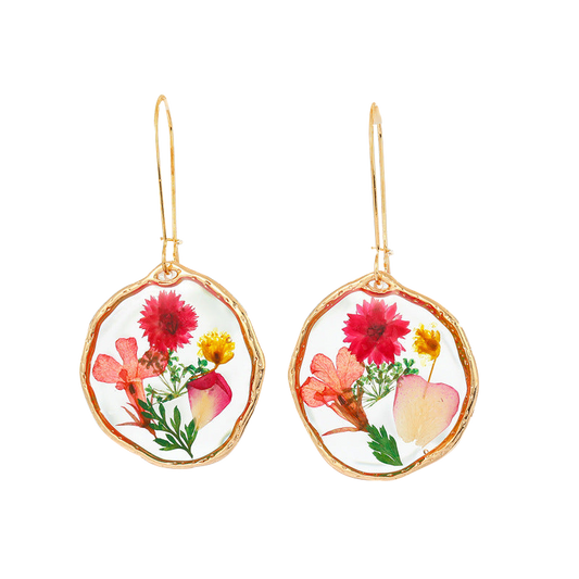 flower circle resin earrings assorted