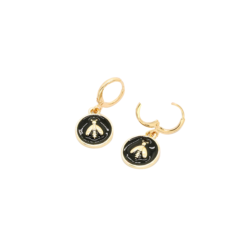 bee enamel circle drop earrings assorted