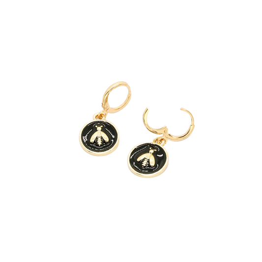 bee enamel circle drop earrings assorted