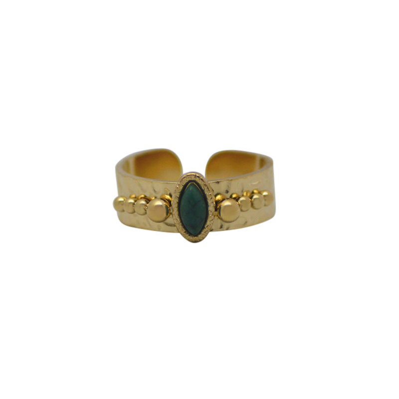 Oval stone open band ring