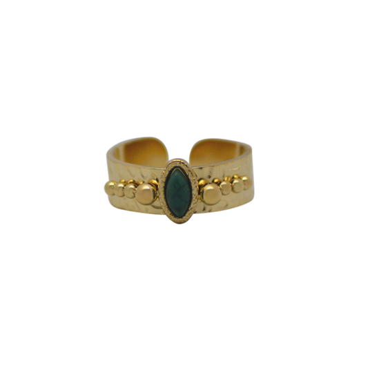 Oval stone open band ring