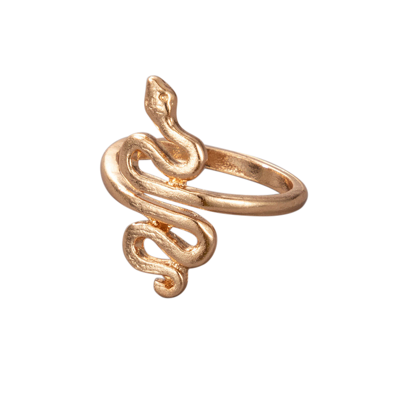 gold plate wrapped tail snake ring