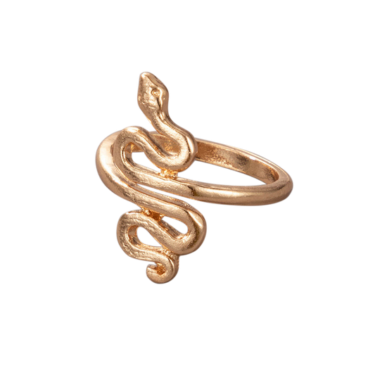 gold plate wrapped tail snake ring