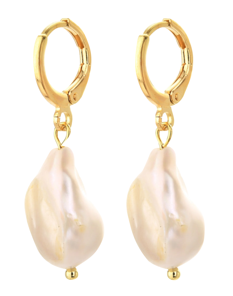 14K gold plated pearl drop earrings