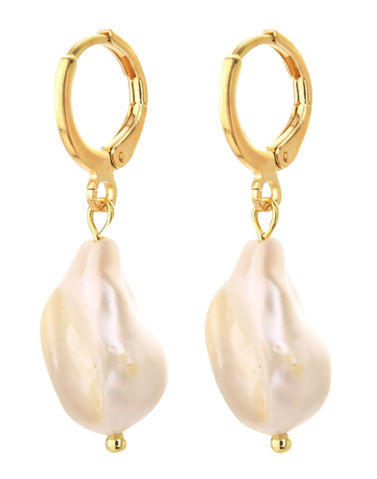 14K gold plated pearl drop earrings