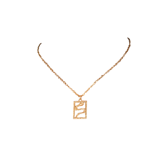 square framed snake pendant necklace