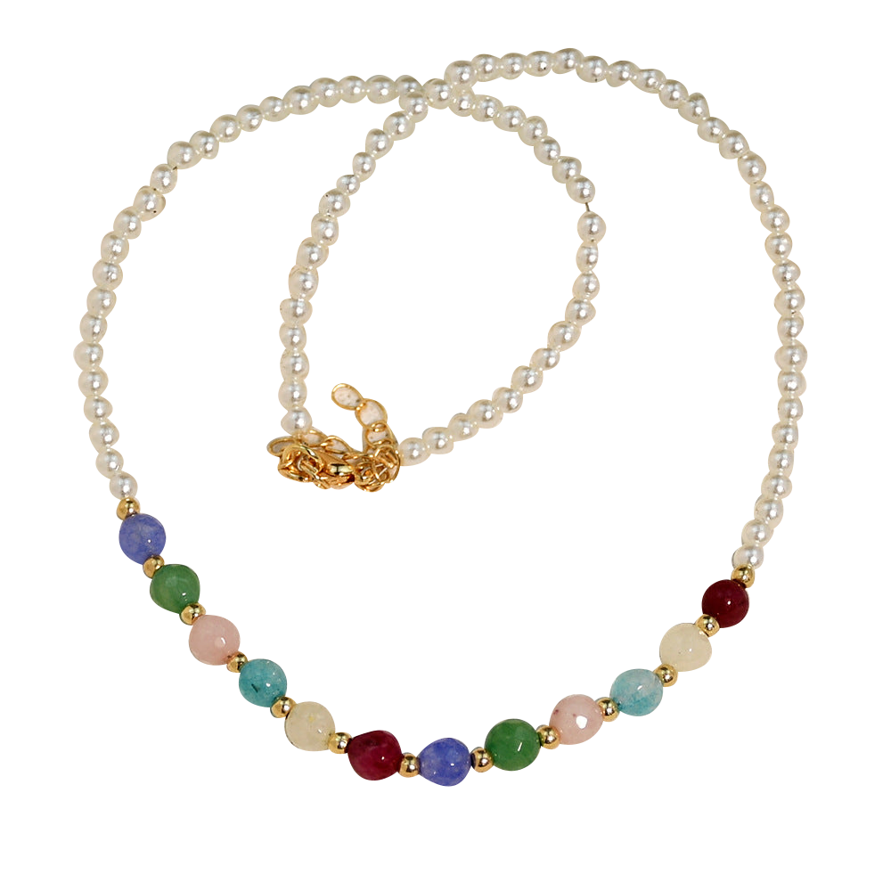 Round muti-stone beaded necklace