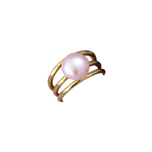 Triple strand pearl ring