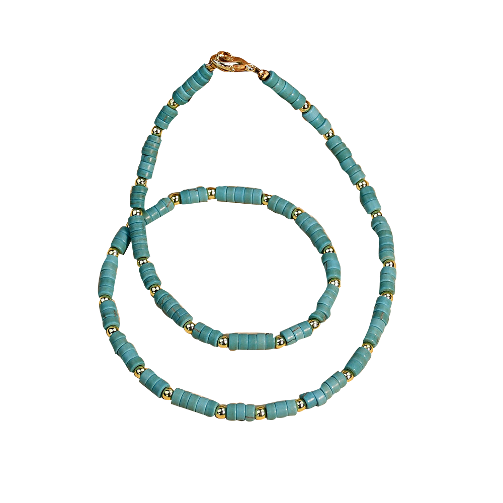 Turquose long bead necklace