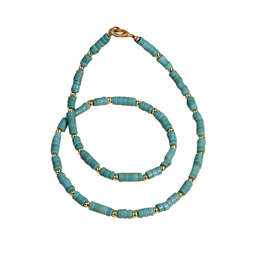 Turquose long bead necklace