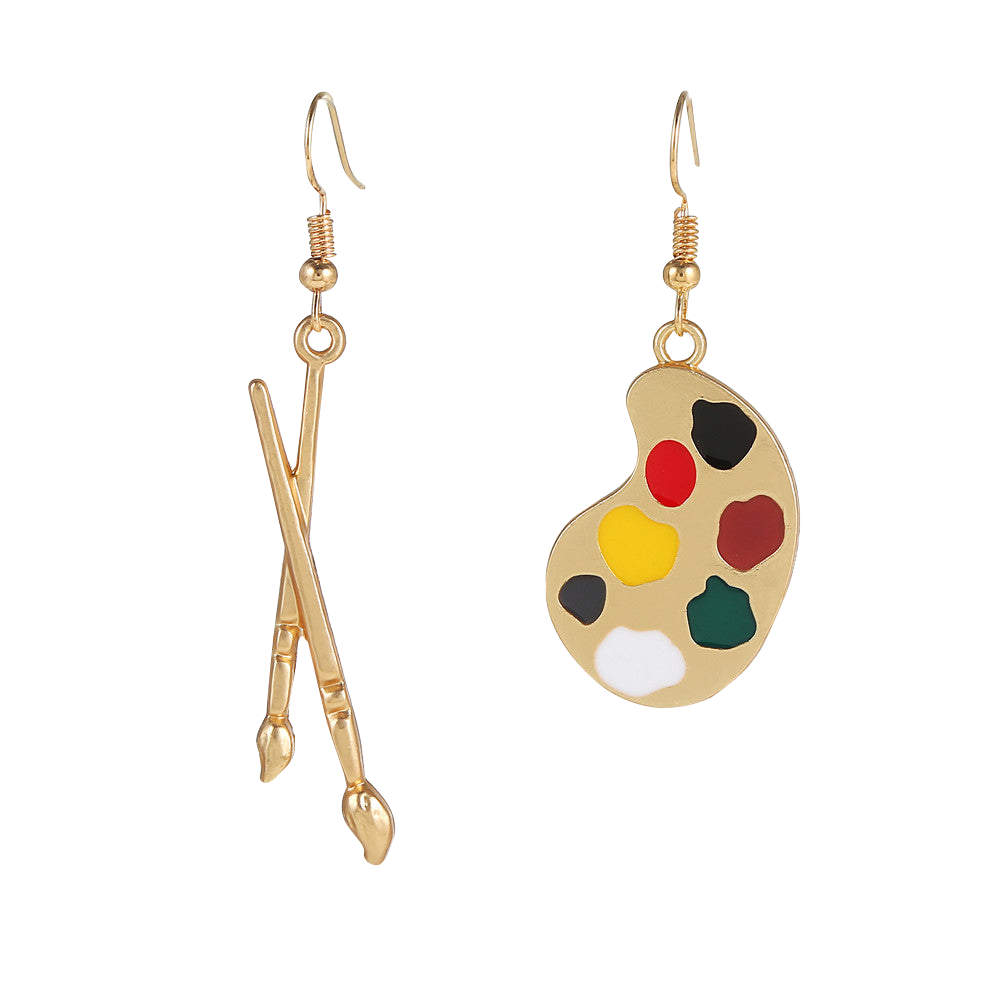 palette and brushes earrings