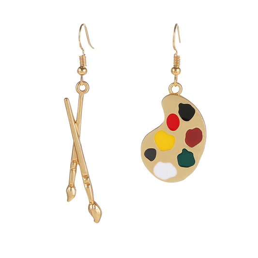 palette and brushes earrings